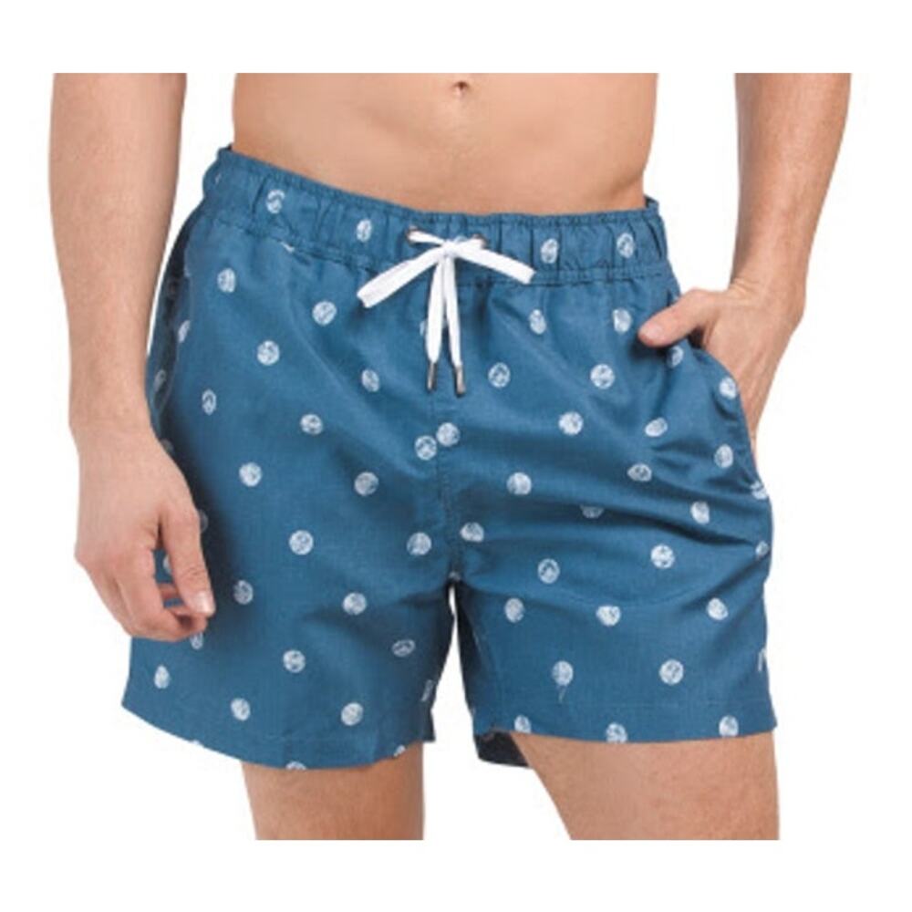 ONIA NWT Charles Swim Trunks XL Distressed Macro Dot Dark Blue White